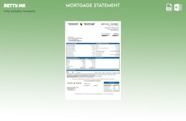 Модерен стил Шаблон за извод за хипотека на централната банка на Босна и Херцего